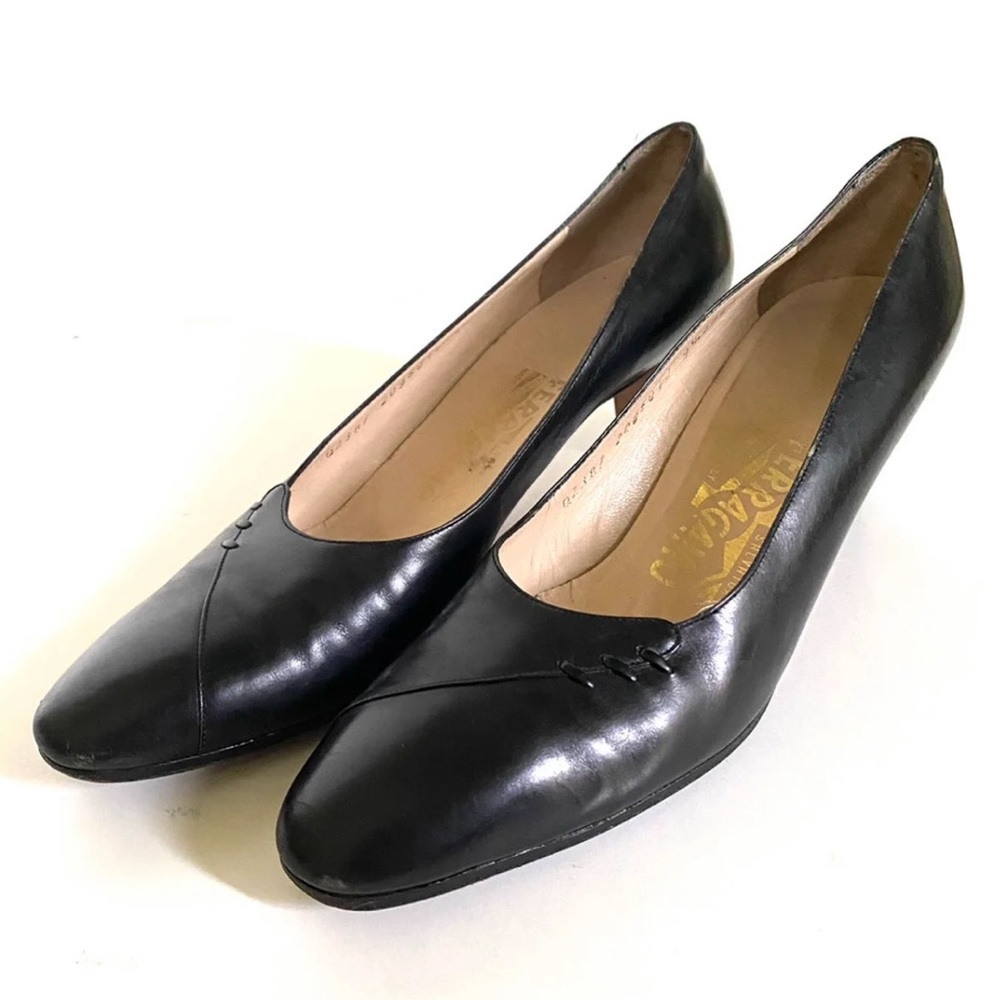 Salvatore Ferragamo Black Leather Pumps
